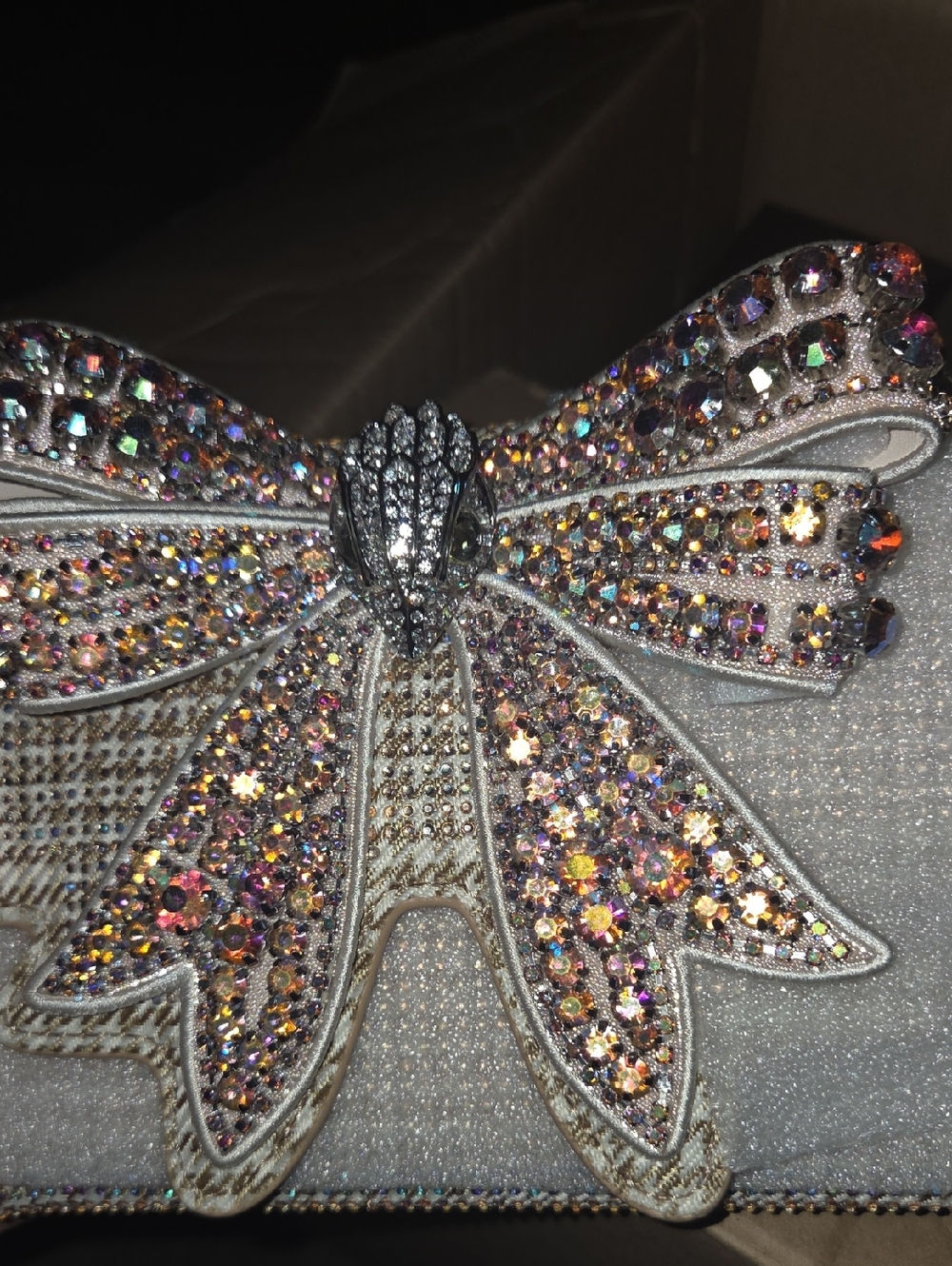 Kurt Geiger Silver Crystal Bow Mini Bag